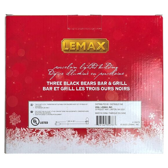 Lemax Three Black Bears Bar & Grill Lighted Christmas Building Village 35078 - Picture 9 of 9